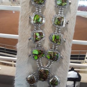 Green Imperial Jasper Squash Blossom w/Sterling Silver