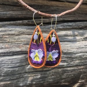 Pansy w/light purple glass bead & Sterling Silver