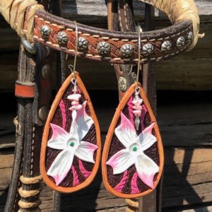 Leather Dogwood Flower w/Sterling Silver & Rhodocrosite