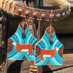 Hereford Ear Tag Earrings with Copper