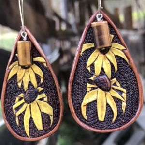 Leather Black Eyed Susans w/Tigers Eye
