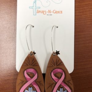 Breast Cancer Leather Earrings