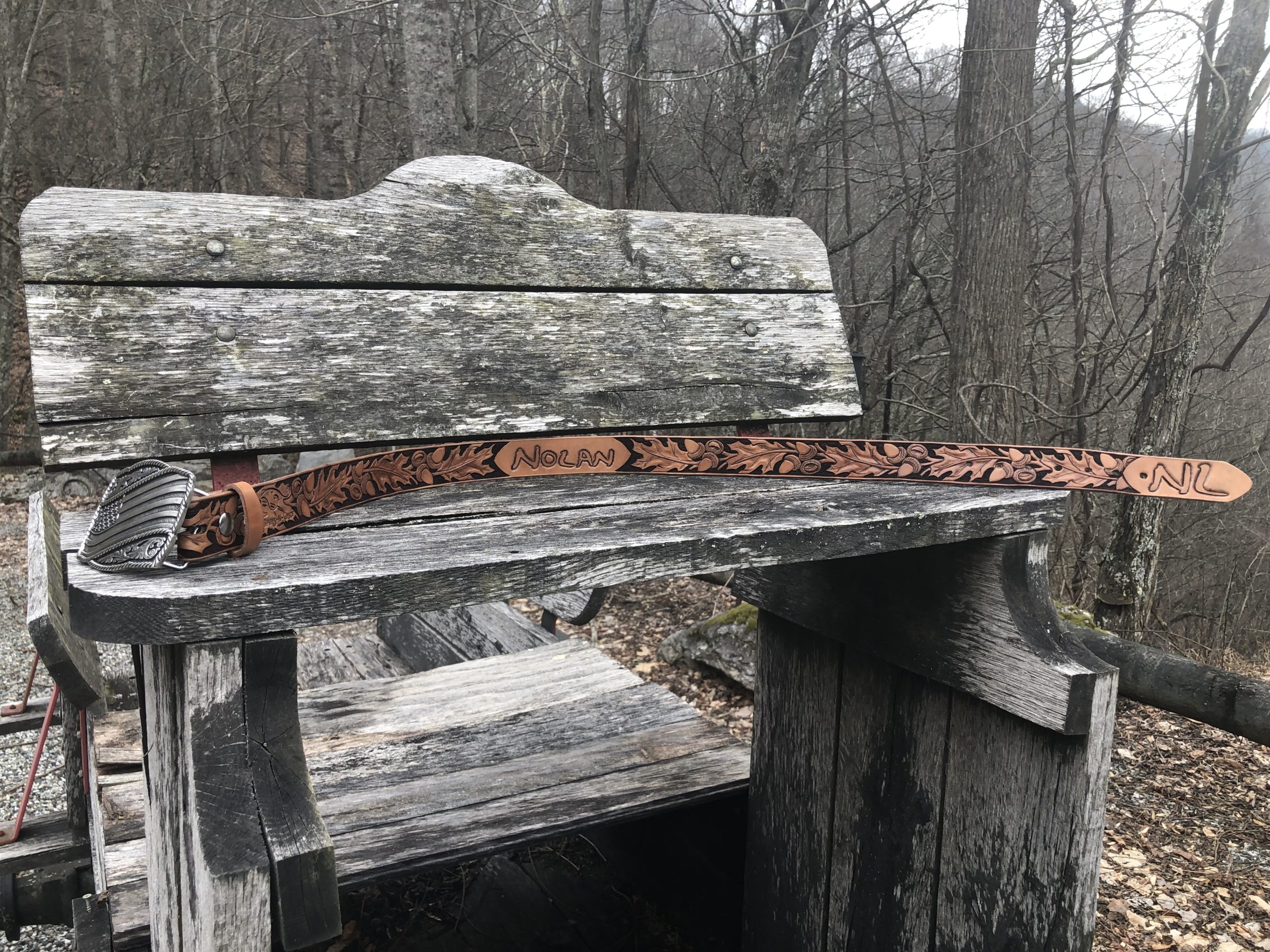 Custom Oak Leaf Belt with Name & Initials