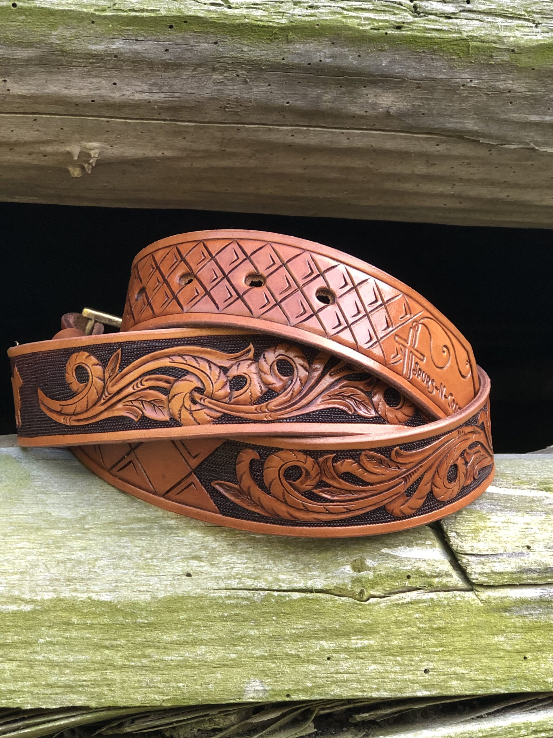 Geometric pattern and ribbon work on a custom belt