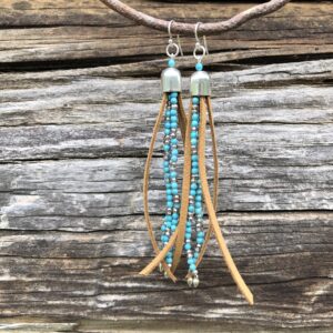 Sterling Silver Turquoise Leather Earrings