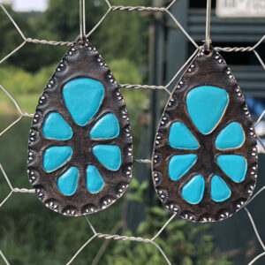 Turquoise Tortoise Shell Earrings w/Sterling Silver