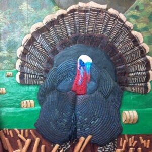 Carved Turkey Cabinet Panel