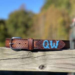 Custom Tooled Belt W/No Stitching and Plain Buckle