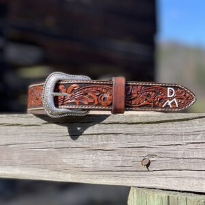 Kids Painted Custom Tooled Leather Belts w/Stitching & Western Buckle