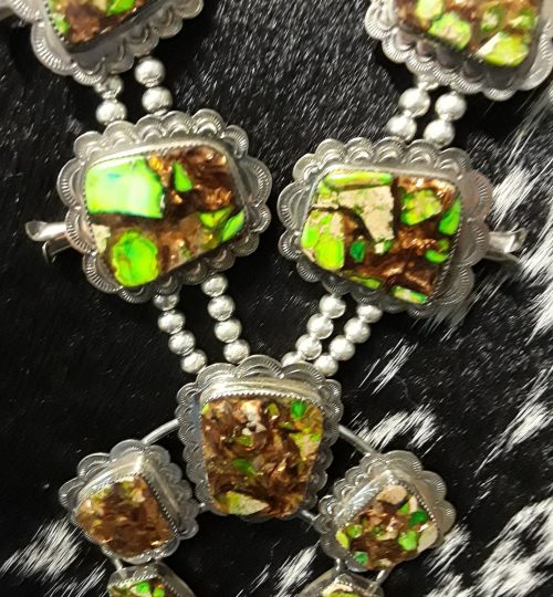 Green Imperial Jasper Squash Blossom w/Sterling Silver