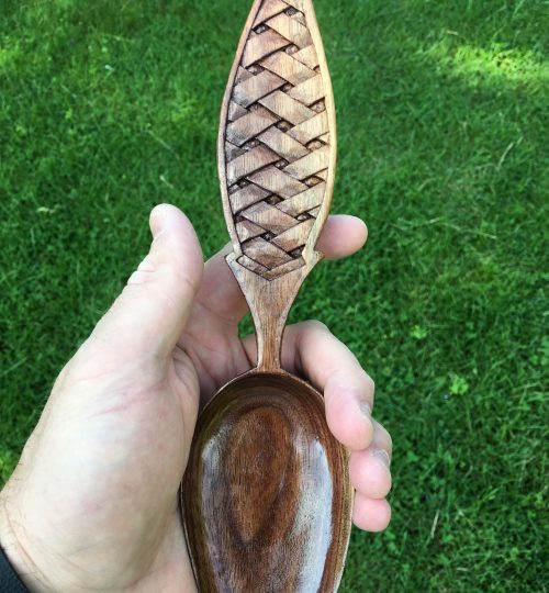 Walnut Basket Weave Love Spoon