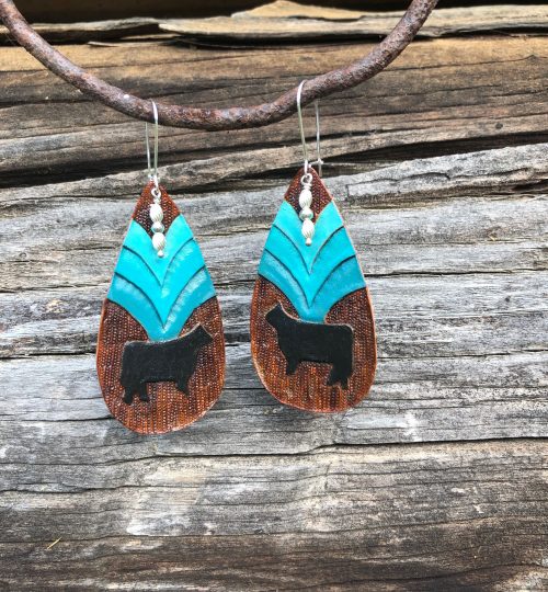 Show Cow Leather Earrings